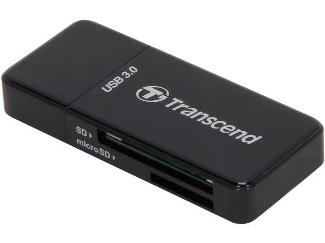 Musta Transcend RDF5, pieni USB3 muistikortinlukija (SD ja micro SD)
