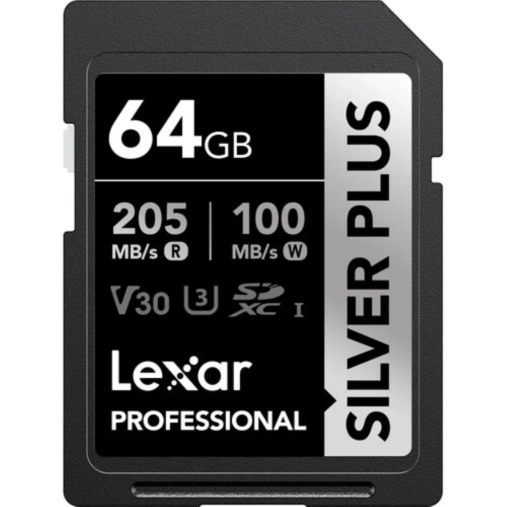 Lexar SD Silver Plus UHS-I 64GB V30 R205/W150 MB/s